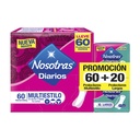 Protectores Nosotras Multiestilo 60 Unidades + Protectores Largos 20 Unidades