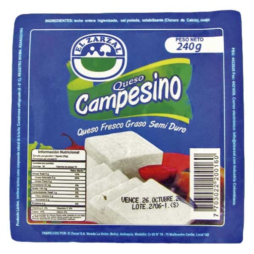 [018522] Queso Campesino El Zarzal 240Gr