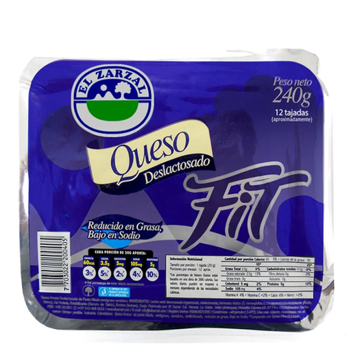 [051302] Queso El Zarzal Fit Deslactosado Tajado 240Gr