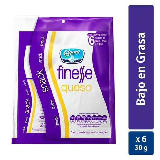 [043185] Queso Finesse Snack 6 Unidades 180 Gr