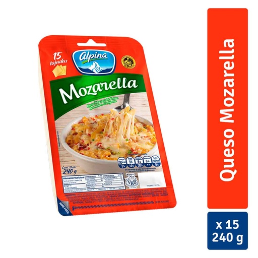 [046927] Queso Mozzarella Alpina Tajado 15 Unidades 240Gr