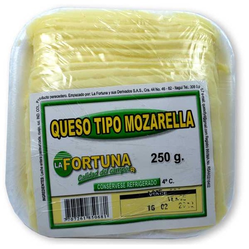 [006857] Queso Mozzarella La Fortuna Tajado 250Gr