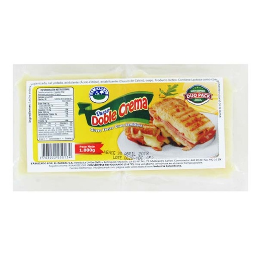 [016762] Queso Tajado El Zarzal Doble Crema 1000Gr