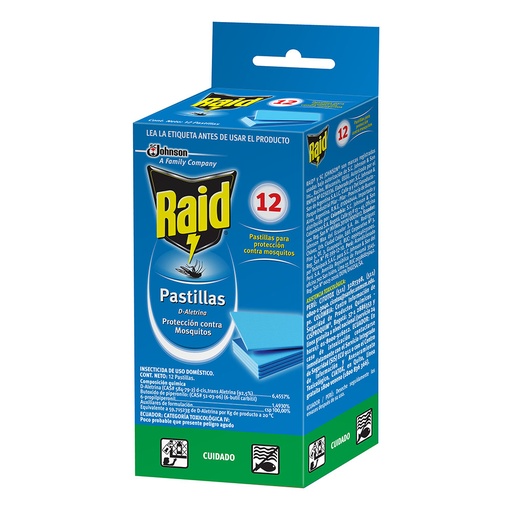 [003347] Repelente Raid Zancudos Pastilla Repuesto 12 Unidades
