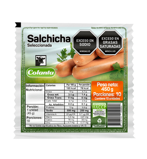 [053357] Salchicha Seleccionada Colanta 10 Unidades 450Gr