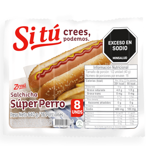 [012019] Salchicha Super Perro Zenú 640Gr
