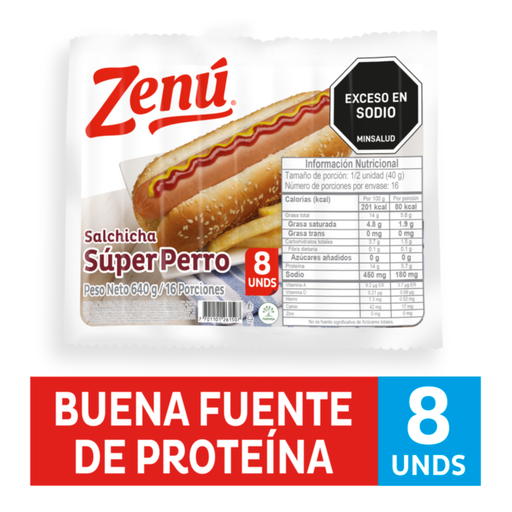 [012019] Salchicha Super Perro Zenú 640Gr