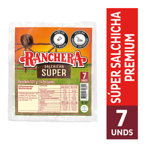 [002886] Salchicha Super Ranchera 525Gr
