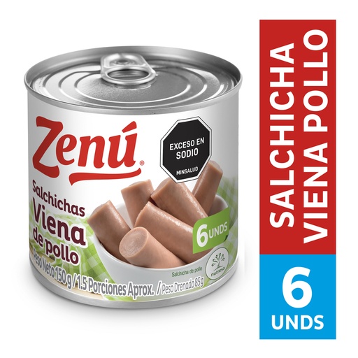 [001196] Salchicha Viena Pollo Zenu Lata 150Gr