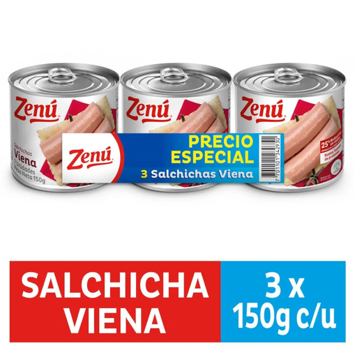[016472] Salchicha Zenú Viena 3 Unidades 450Gr