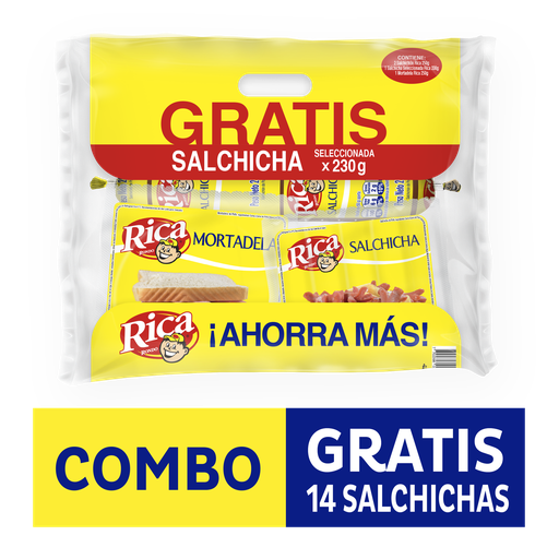 [016517] Salchichon Rica 2 Unidades+Mortadela 250Gr Gratis Salchicha