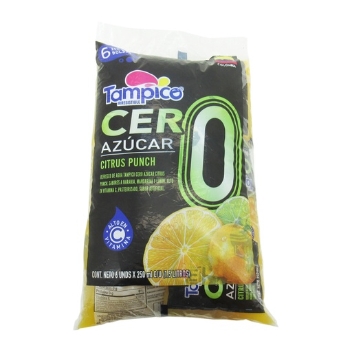 [051539] Tampico Cero Azúcar Bolsa 6 Unidades 250Ml Cada Una