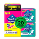 Tampon Nosotras Aplicador Regular 8 Unidades + Protectores 20 Unidades