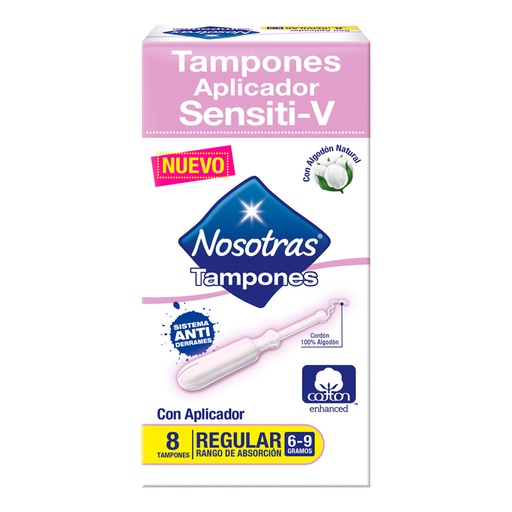 [050902] Tampon Nosotras Aplicador Regular Sensitive 8 Unidades