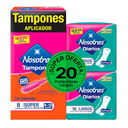 Tampon Nosotras Aplicador Super 8 Unidades + Protectores 20 Unidades