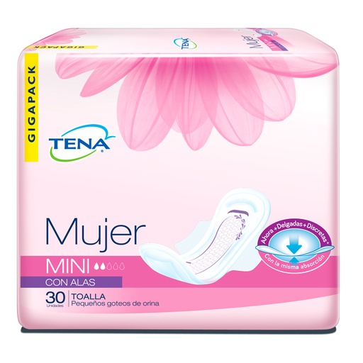 [017127] Tena Mujer Mini Alas Gigapack 30 Unidades