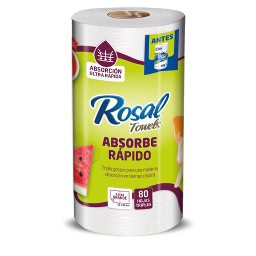 [014048] Toallas Cocina Rosal Absorbe Rápido 80 Hojas
