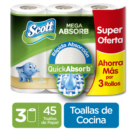 [015764] Toallas Cocina Scott 3 Unidades Precio Especial