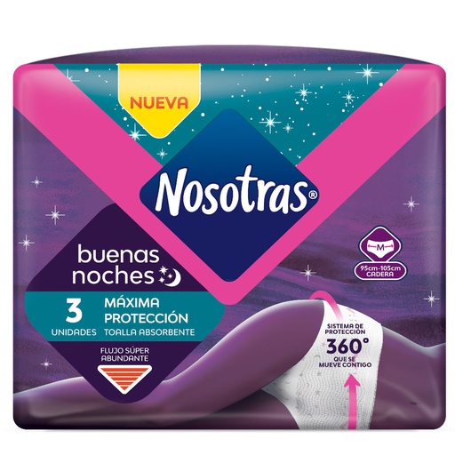 [053131] Toallas Higiénicas Nosotras Buenas Noches Talla M Absorbente 3 Unidades