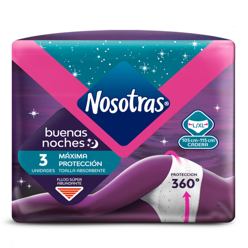 [053130] Toallas Higiénicas Nosotras Buenas Noches Talla XL Absorbente 3 Unidades