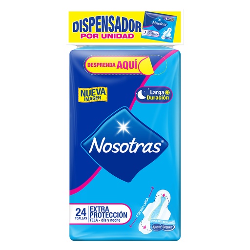 [041215] Toallas Higiénicas Nosotras Extraprotección Tela 24 Unidades
