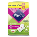 Toallas Higiénicas Nosotras Natural Invisible 30 Unidades + 30 Pañitos