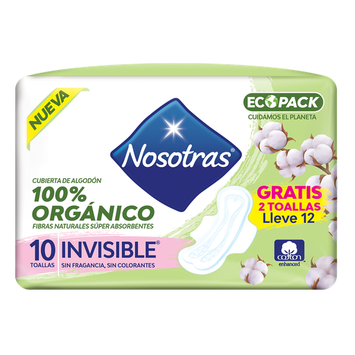 [052483] Toallas Higiénicas Nosotras Orgánico Invisible Pague 10 LLeve 12