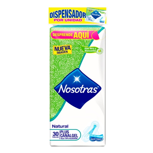 [000685] Toallas Higiénicas Nosotras Plus Canal Gel 30 Unidades