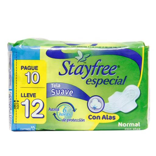 [000173] Toallas Higiénicas Stayfree Normal Sin Alas Pague 10 Lleve 12