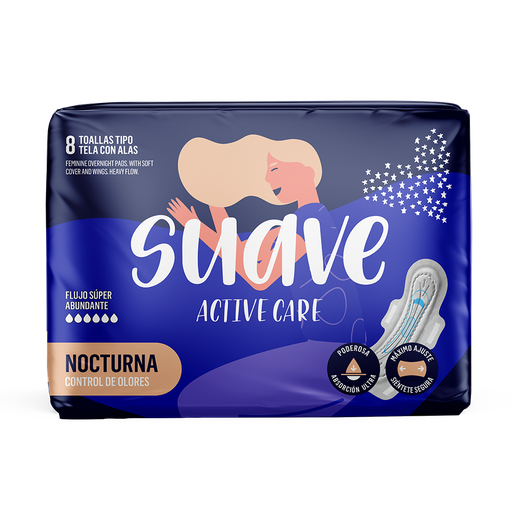[053159] Toallas Higiénicas Suave Active Care Nocturna 8 Unidades