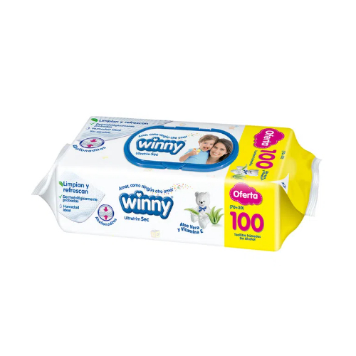[017696] Toallitas Húmedas Winny Aloe Vera Vitamina E 100 Unidades Oferta
