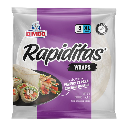 [005116] Tortillinas Wraps Bimbo 8 Unidades 580Gr