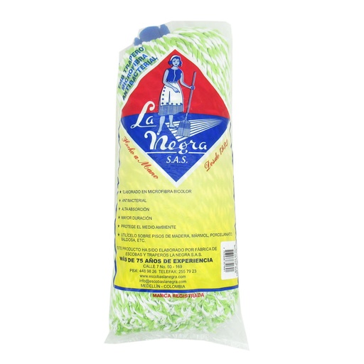 [050249] Trapera Microfibra Antibacterial Bicolor La Negra Repuesto