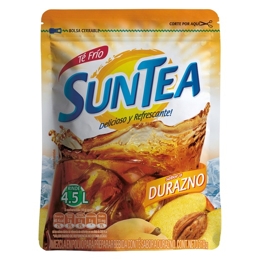 [052670] Té Polvo Suntea 50% Menos Azucar Durazno 218Gr