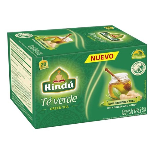 [046249] Té Verde Hindú Jengibre Miel 20 Unidades 26Gr