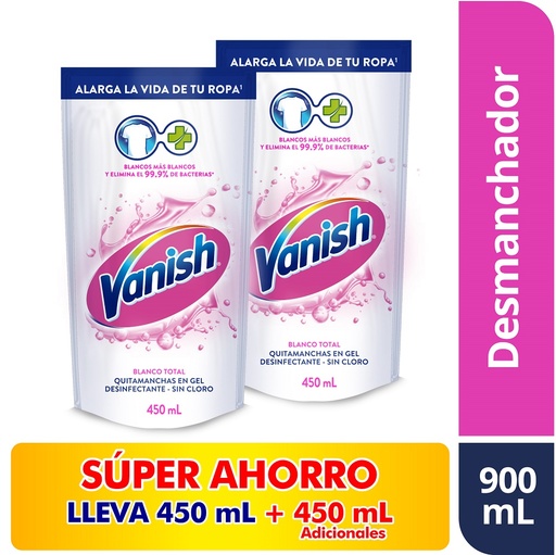 [048558] Vanish Gel Blanco Total Doypak 2 Unidades 900Ml Súper Oferta