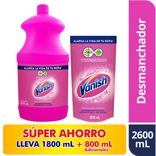 [046780] Vanish Líquido Ropa Color 1800Ml + 800Ml Súper Oferta