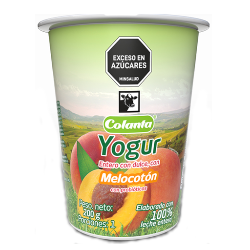 [001277] Yogur Colanta Melocoton Vaso 200Gr