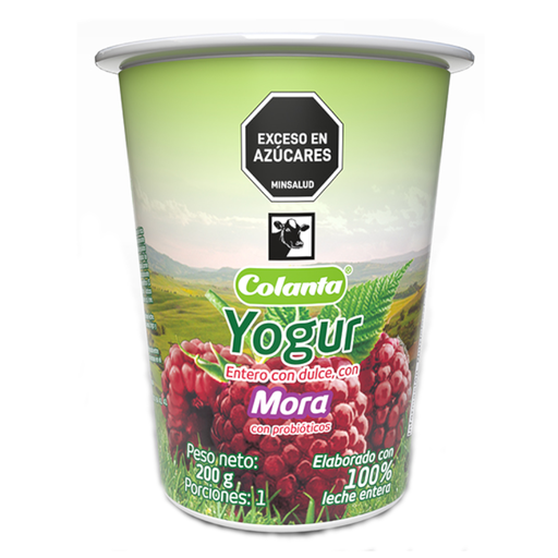 [001278] Yogur Colanta Mora Vaso 200Gr
