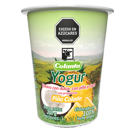 [013184] Yogur Colanta Piña Colada Vaso 200Gr