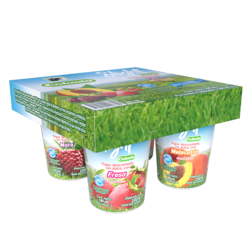 [001254] Yogur Colanta Slight Surtido Vaso 4 Unidades 800Gr