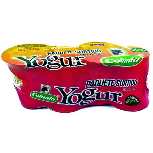 [001227] Yogur Colanta Surtido 4 Unidades Paquete Económico 600Gr