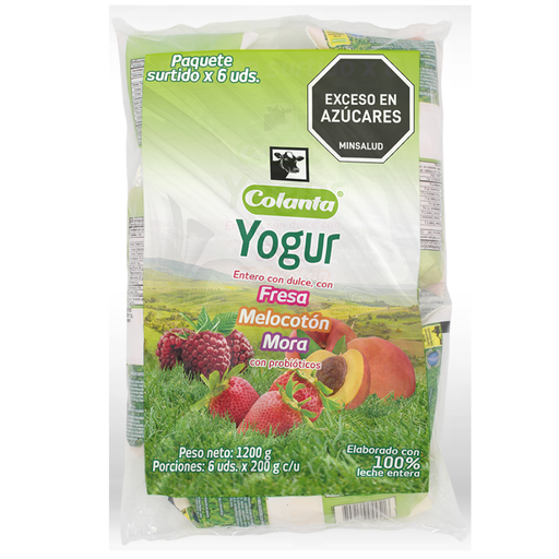 [001222] Yogur Colanta Surtido Bolsa 6 Unidades 1200Gr