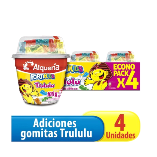 [051860] Yogurt Alquería Fortikids Trululú 100Gr 4 Unidades
