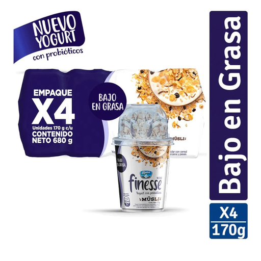 [017398] Yogurt Cereal Finesse Musli Manzana 4 Unidades