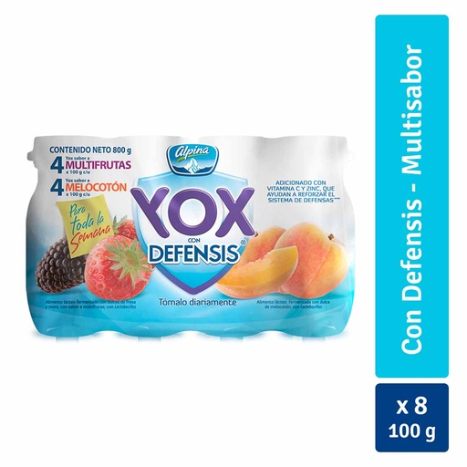 [017396] Yox Melocotón Y Multifruta 8 Unidades 800Gr