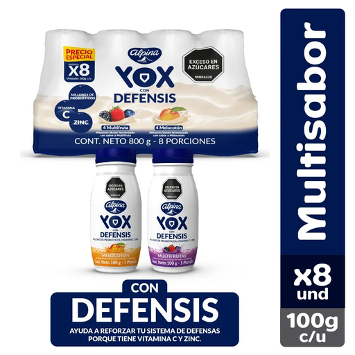 [017396] Yox Melocotón Y Multifruta 8 Unidades 800Gr