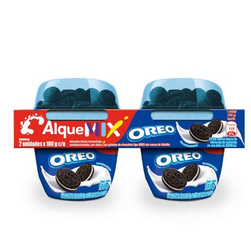 [053510] Yogurt  Alquería Alquemix Con Oreo 2 Unidades 100Gr