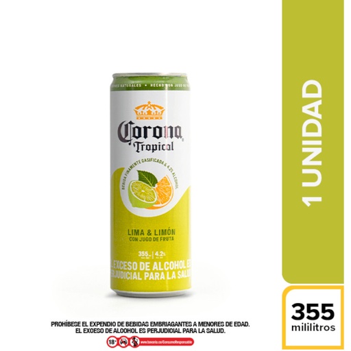 [053626] Bebida Gasificada con Alcohol Corona Tropical Lima Limón 355Ml