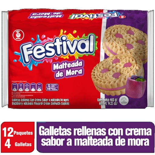 [053668] Galleta Festival Malteada Mora 12 Unidades